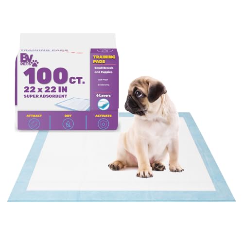 BV Puppy Pads Leak-Proof 100 Count 22"x 22" | Quick Absorb 6-Layer Dog Pee Pads