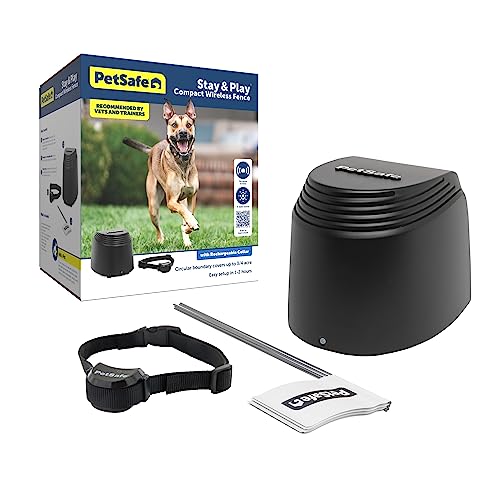 PetSafe Stay & Play Compact Wireless Pet Fence, No Wire Circular Boundary,