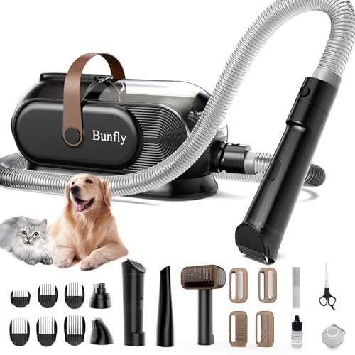 Bunfly Dog Grooming Kit with 13000kpa Strong Grooming & Vacuum Suction