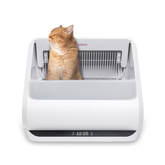 Popur X5 Self-Cleaning Cat Litter Box - Unique Split System, Open Top, 30-Day Capacity