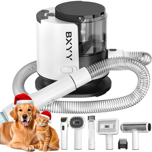 BXYY Dog Grooming Kit & Vacuum - 12000Pa Strong Pet Grooming Vacuum, 1.5L Capacity, 99% Hair Removal, 6 Pet Grooming Tools (Black)
