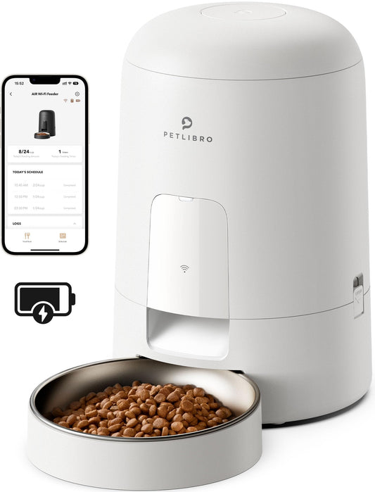 PETLIBRO Automatic Cat Feeder, Wi-Fi Rechargeable Cat Food Dispenser Battery-Operated with 30-Day Life