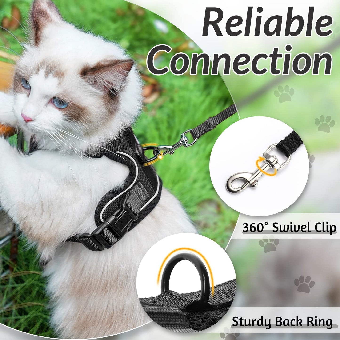 rabbitgoo Cat Harness and Leash for Walking, Escape Proof Soft Adjustable Vest Harnesses for Cats