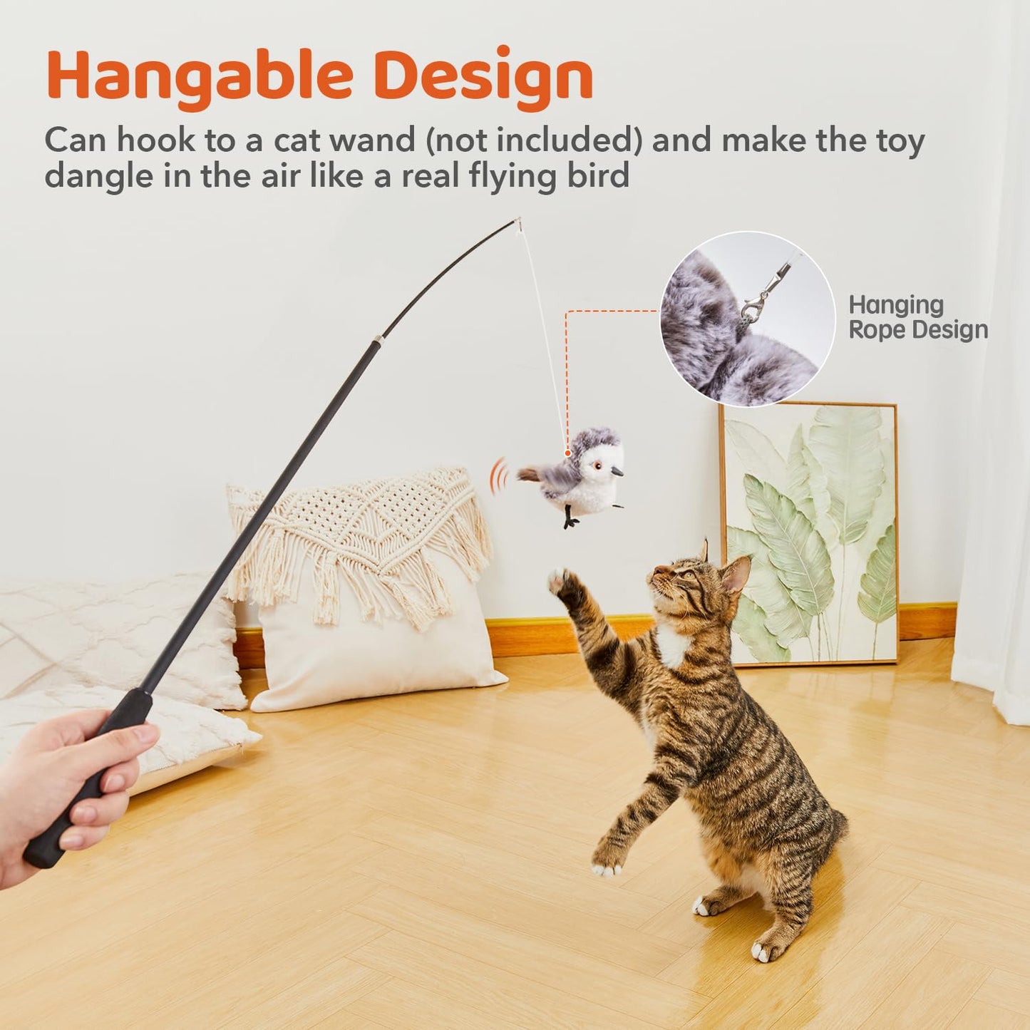Potaroma Cat Toys Flapping Bird (No Flying), Lifelike Sandpiper Chirp Tweet
