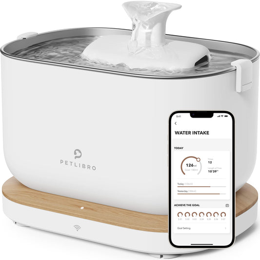 PETLIBRO App Monitoring Cat Water Fountain with Wireless Pump, 2.5L/84oz Dockstream Pet Water Fountain for Cats Inside