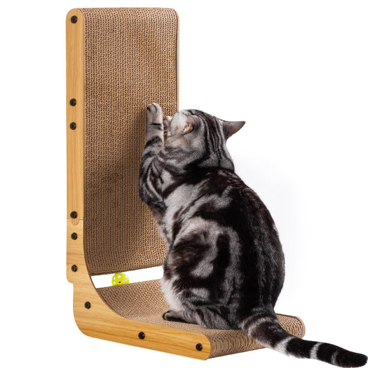 Poils bebe L Shape Cat Scratcher, 26.8 Inch Cat Scratchers for Indoor Cats, Protecting Furniture Cat Scratch Pad