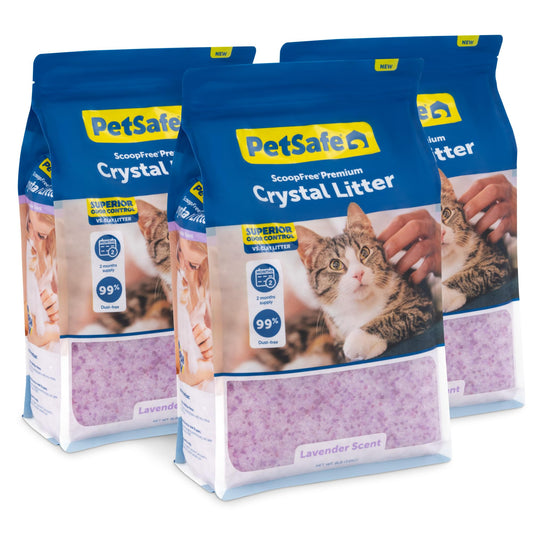 PetSafe ScoopFree Premium Lavender Crystal Litter, 3-Pack – Lightly Scented Litter