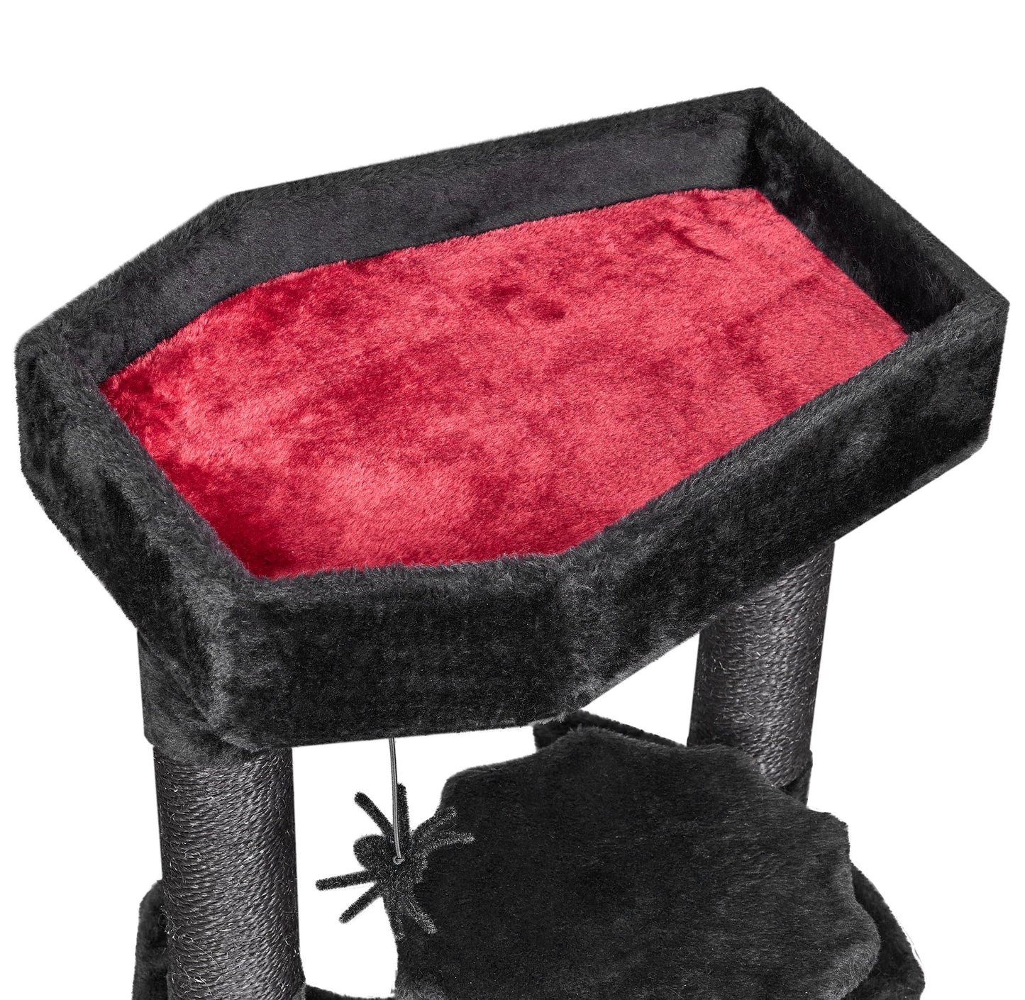 BEWISHOME Gothic Cat Tree - Coffin Bed, Condo, Spider Toy